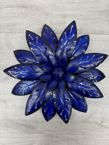 SALE - Lotus Flower Dark Blue 3D Metal Wall Art 35cm