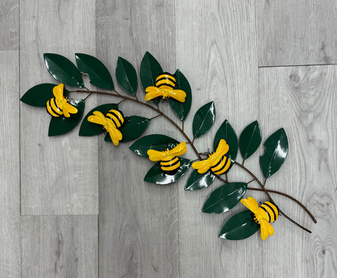 Bees On Branch Metal Wall Art 73cm