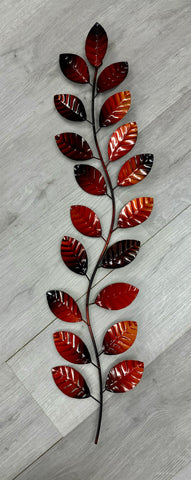 Burnished Red/Black Leaf Metal Wall Art 85cm