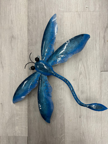 SALE - Multi Tone Blue Dragonfly Metal Wall Art 47cm