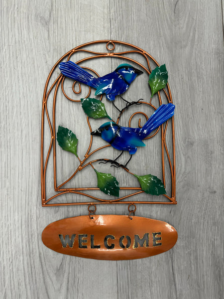 SALE - Welcome Sign - Willie Wagtail Metal Wall Art 30cm