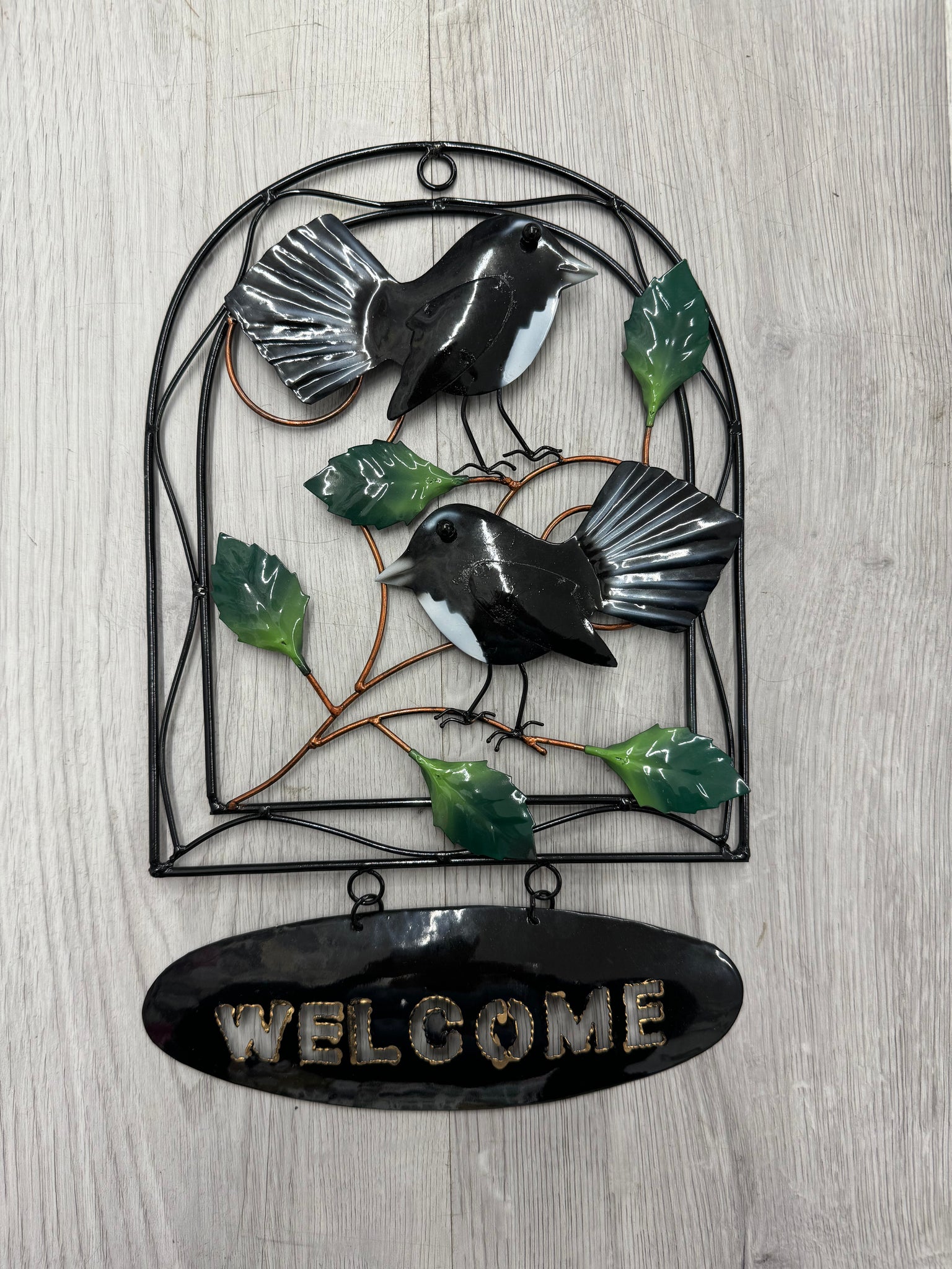 SALE - Welcome Sign - Willie Wagtail Metal Wall Art 30cm