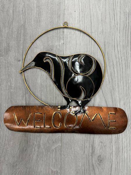 SALE - Welcome Sign - Willie Wagtail Metal Wall Art 30cm