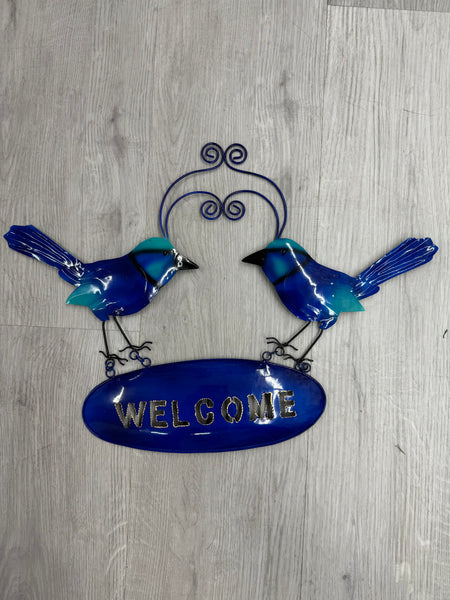 SALE - Welcome Sign - Willie Wagtail Metal Wall Art 30cm