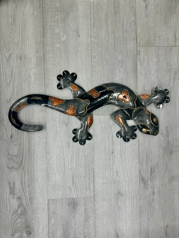 Ghecko Lizard Silver Metal Wall Art 62cm