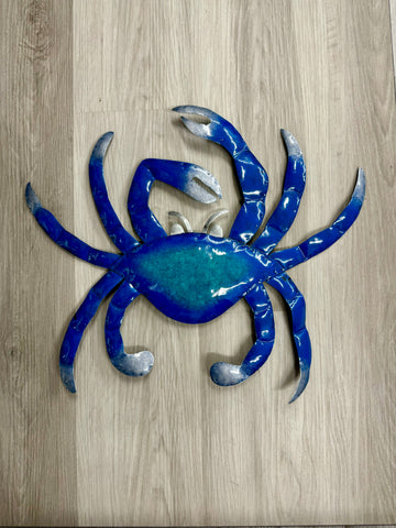 Crab Blue Large Metal Wall Art 50cm