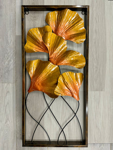 Fan Flowers In Frame Bronze/Copper Metal Wall Art 75cm