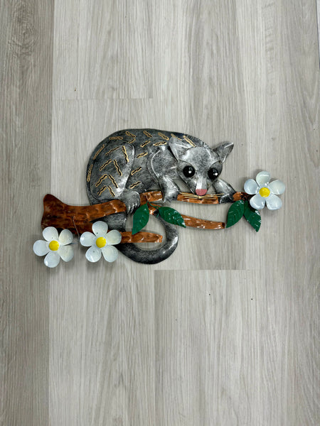 Baby Possum Trio Metal Wall Art 50cm