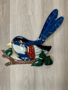 Blue Wren Bird Left Facing Metal Wall Art 50cm