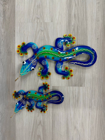 Ghecko Lizard Blue / Green Metal Wall Art 38cm