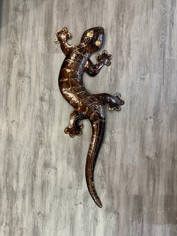 Ghecko Lizard Brown Metal Wall Art 102cm Large