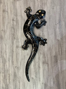 Ghecko Lizard Black Metal Wall Art 102cm Large