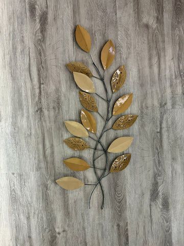 SALE - Beige & Cream Leaf Metal Wall Art 75cm