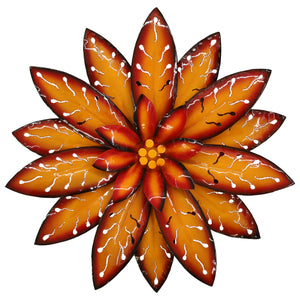 Glossy Burnt Orange 3D Lotus Flower Metal Wall Art 35cm