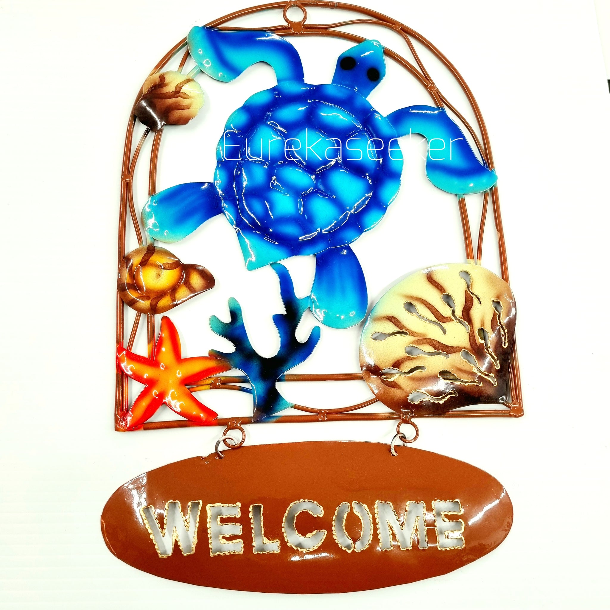 Turtle Welcome Sign Metal Wall Art 30cm