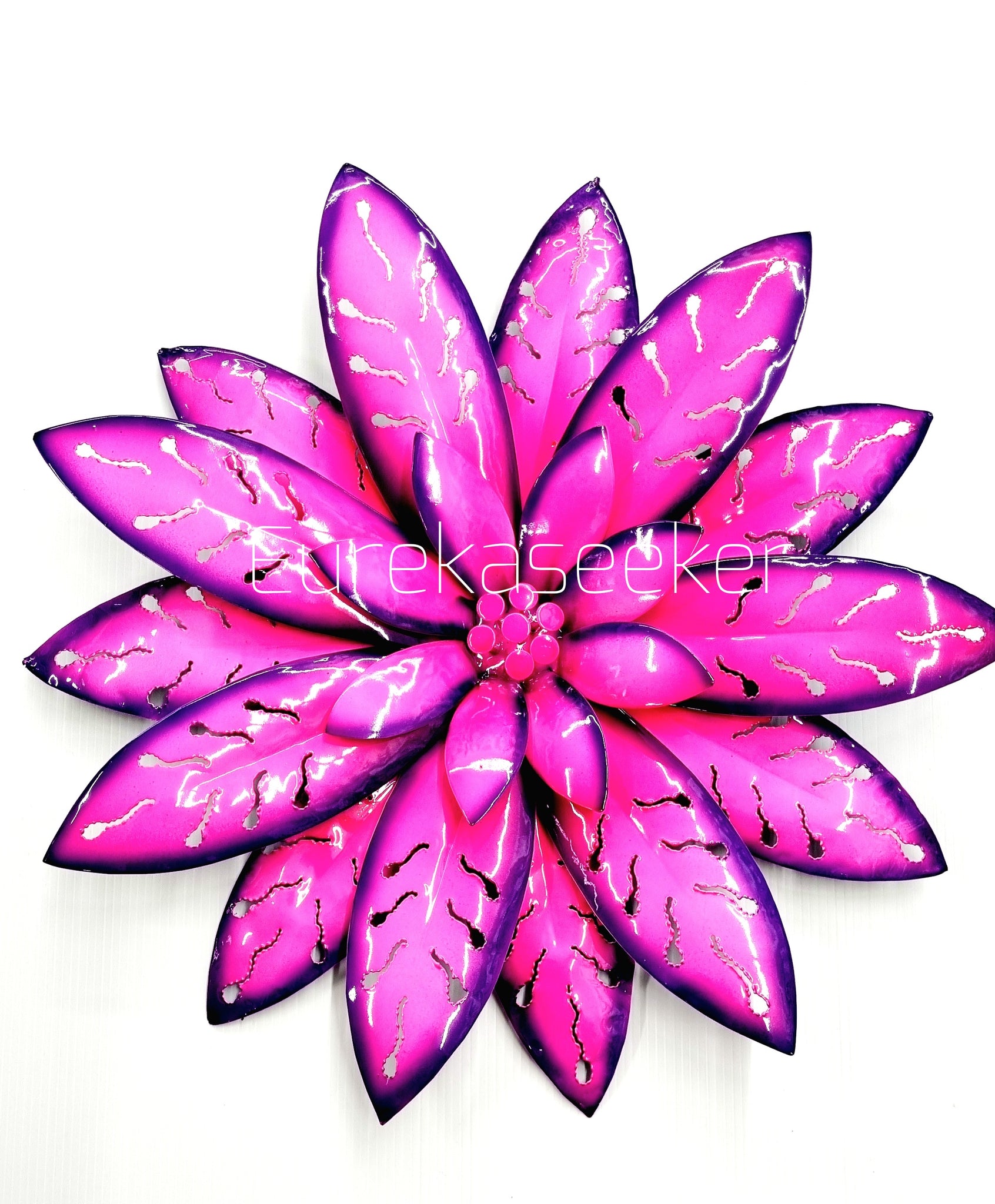 Hot Pink 3D Lotus Flower Metal Wall Art 35cm