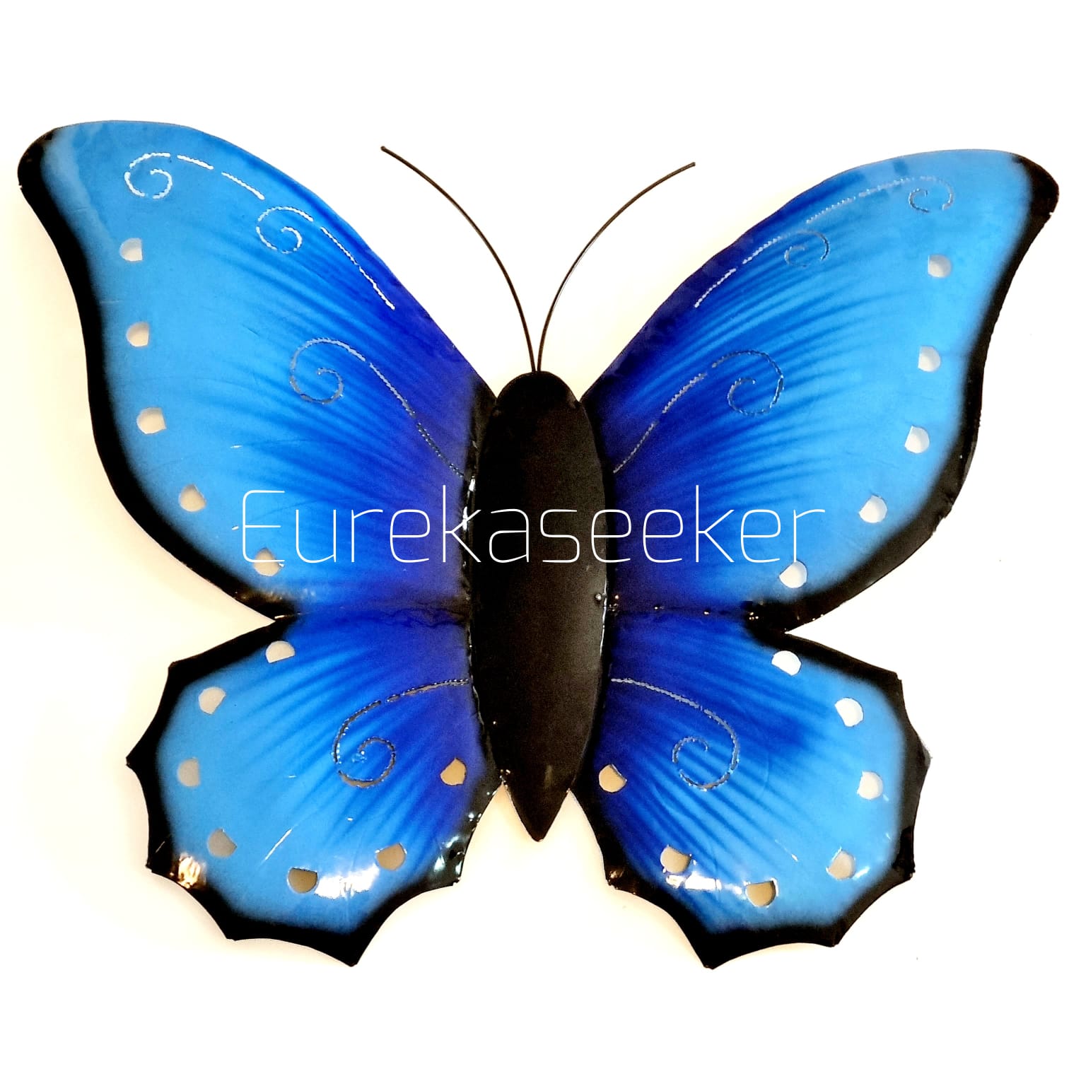 Electric Blue Butterfly Metal Wall Art 50cm